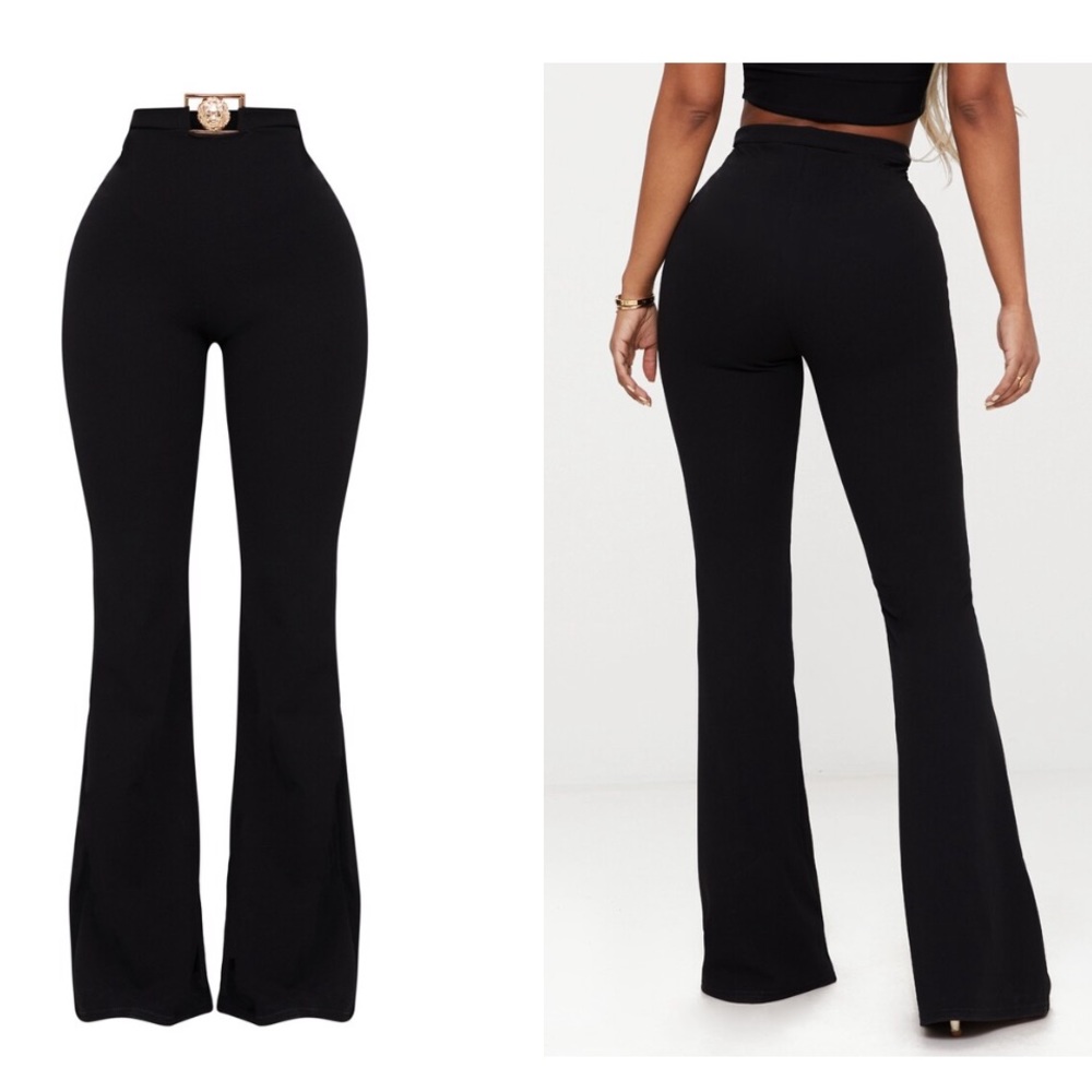 $Shape Black Lion Trim Wide Leg Pants
